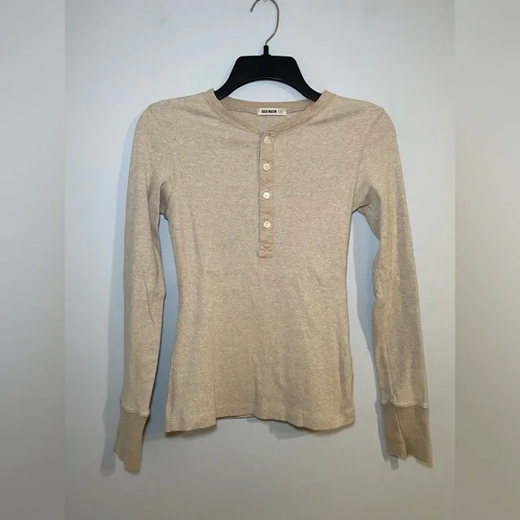 Buck Mason Women’s Slim Fit Henley Long Sleeve Tee Size S - Picture 1 of 8